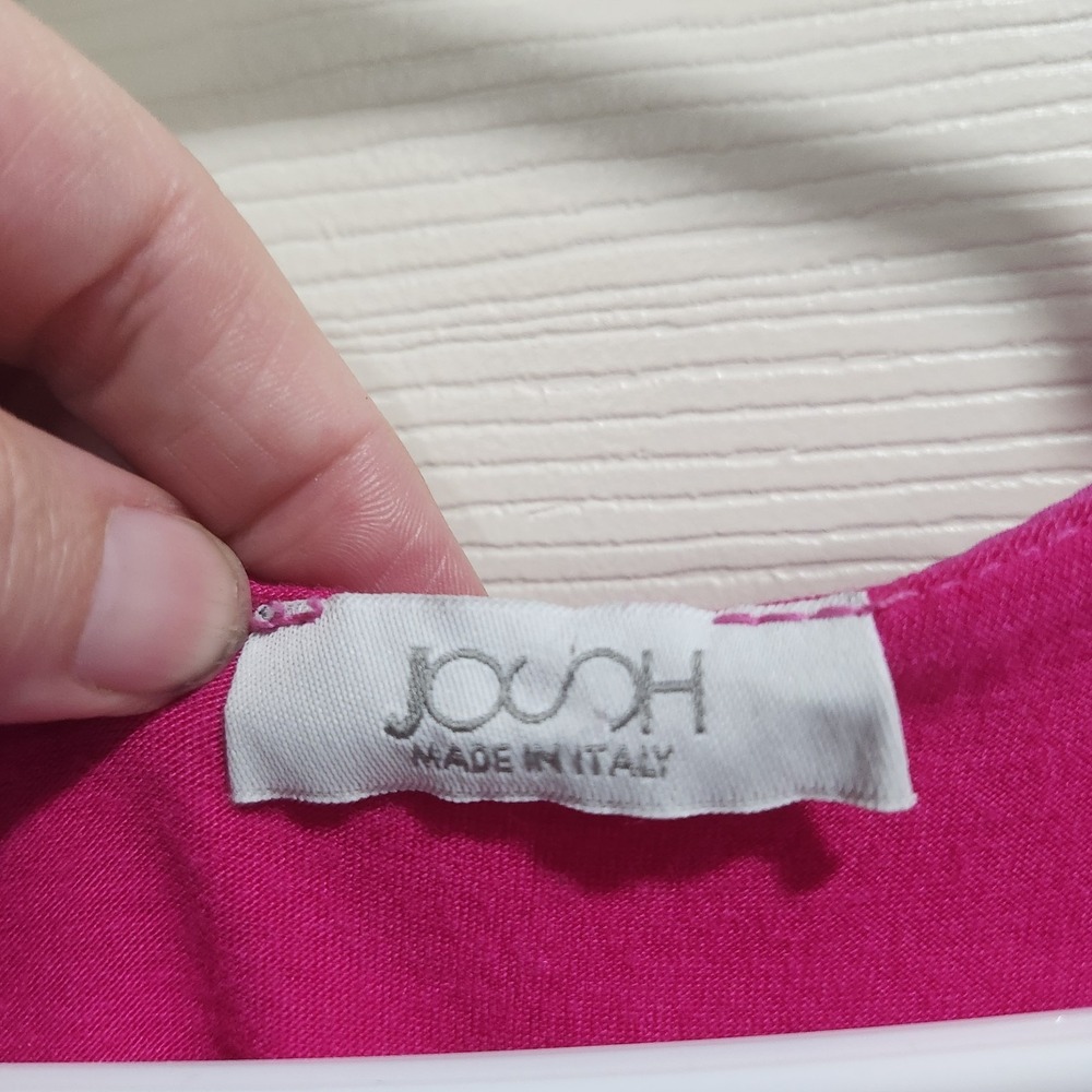 JOSH Made Italy Silk Blouse Womens Fuchsia Pink Sheer Sleeve Keyhole Top - Picture 6 of 12